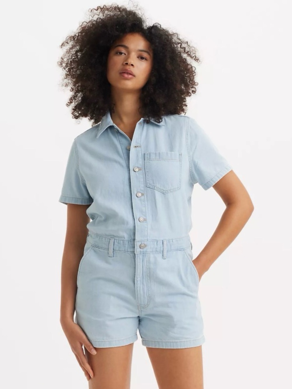 Levi's Heritage Short Sleeve Denim Romper Light Blue | Size: Small